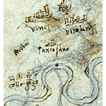 Detail showing Vinci, Vitolini, Sant'Ansano and Collegonzi in the "Leonardo restored" map (from RLW 12685).