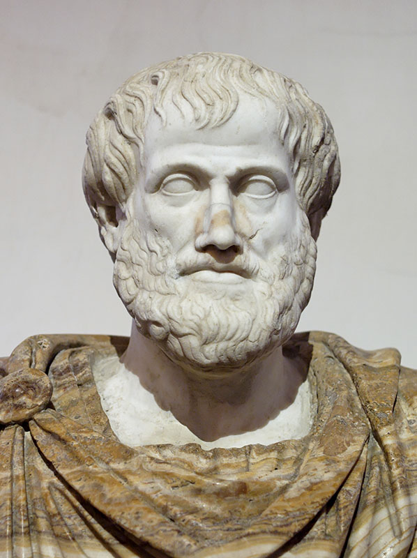 Ritratto di Aristotele. Busto in marmo. Copia romana del I o II sec. di un bronzo di Lisippo, oggi perduto (Musée du Louvre, Paris).