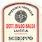 Etichetta storica di uno sciroppo preparato dalla Farmacia Baldi, Lucca.