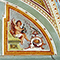 Scena affrescata raffigurante un puttino che sostiene un cappello alchemico, Palazzo Pitti, Museo degli Argenti, Firenze.