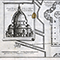 Tavola raffigurante la pianta e la sezione trasversale del transetto della cattedrale di Santa Maria del Fiore. In evidenza il percorso dei raggi solari, attraverso lo gnomone della cupola, L. Ximenes, "Del vecchio e nuovo gnomone fiorentino e delle osservazioni astronomiche, fisiche ed architettoniche fatte nel verificarne la costruzione libri IV", Firenze, 1757.