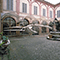 Accademia dei Fisiocritici a Siena: scorcio del cortile con lo scheletro della balenottera, Siena.
