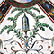 Dettaglio della decorazione pittorica con la raffigurazione di una batteria di bottiglie di Leida, Stanzino delle Matematiche, Galleria degli Uffizi, Firenze.