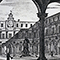 Incisione di Bartolomeo Polloni raffigurante l'Universit� degli Studi di Pisa.