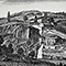 Incisione raffigurante Bagni di San Filippo, F. Fontani, "Viaggio pittorico della Toscana", Firenze, per V. Batelli, 1827 (3 ed.).
