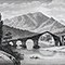 Incisone raffigurante il ponte della Maddalena (disegnatore L. Bandoni, incisore A. Verico), in A. Mazzarosa, "Guida di Lucca e dei luoghi pi� importanti del ducato", Lucca, 1843.
