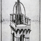 Disegno raffigurante la collocazione del campanone nella Torre del Mangia a Siena.