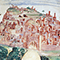Affresco nel chiostro dell'Archicenobio di Monte Oliveto Maggiore.