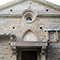 Particolare della facciata della Cappella su via Boccaccio all'interno di Villa Schifanoia, Fiesole.