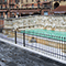 Fonte Gaia in Piazza del Campo, Siena. La fonte viene alimentata da un bottino detto "maestro" per la sua importanza, costruito nella prima meta' del Trecento.