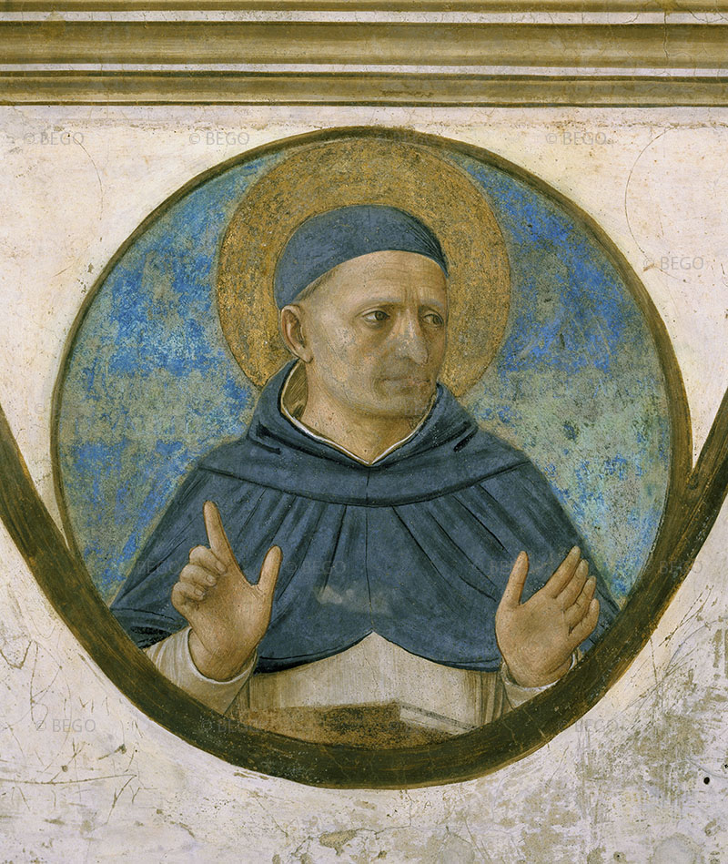 Crocifissione, particolare del tondo con ritratti di san Alberto Magno, Museo di San Marco, Firenze.