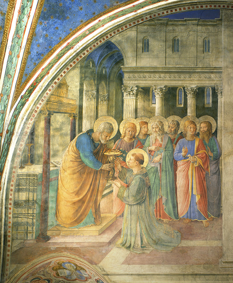Santo Stefano riceve il diaconato e distribuisce l'elememosina, Cappella Niccolina, Vaticano.