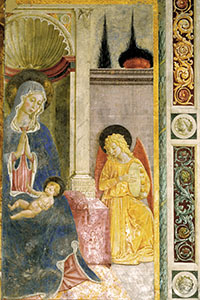 Madonna and Child Enthroned with an Angel Musician, Church of St. Fortunatus, Montefalco.