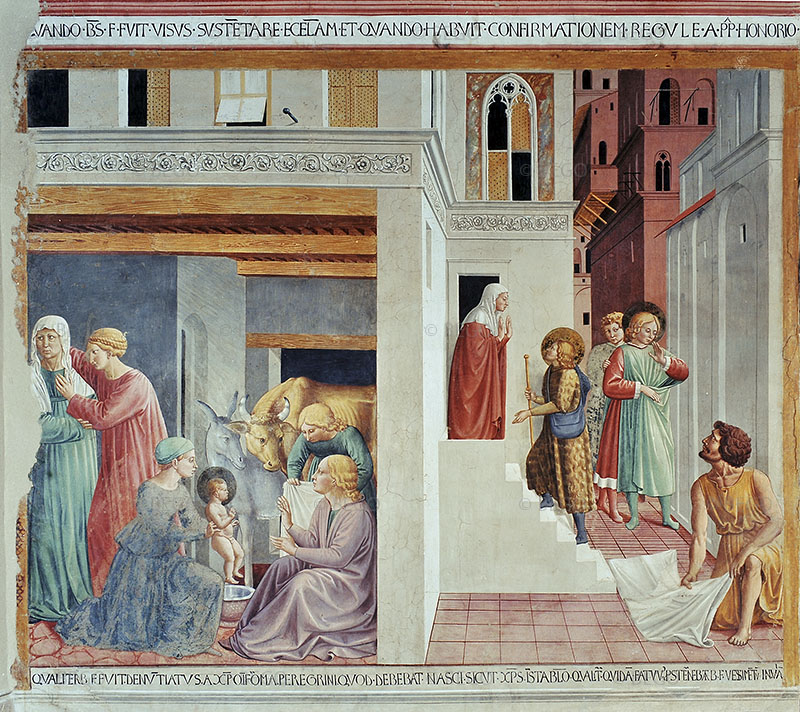 The Birth of Saint Francis, the Prophecy of the Pilgrim and the Homage of the Simple Man, Church of St. Francis, Montefalco.
