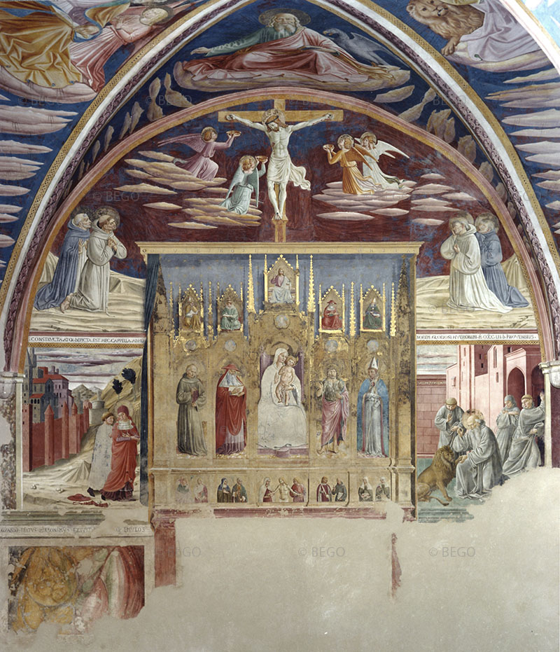 Crocefissione tra santi e Storie di san Girolamo, Cappella di San Girolamo, Chiesa di San Francesco, Montefalco.