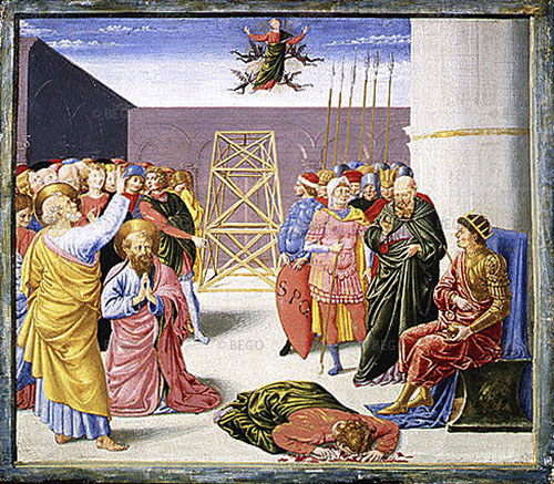 The Fall of Simon Magus, predella of the Alessandri altarpiece, Metropolitan Museum of Art, New York.