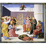 Predella from the Alessandri Altarpiece depicting the Fall of Simon Magus, the Conversion of Saul, Saint Zenobius Resuscitating a Child and Totila Before Saint Benedict
