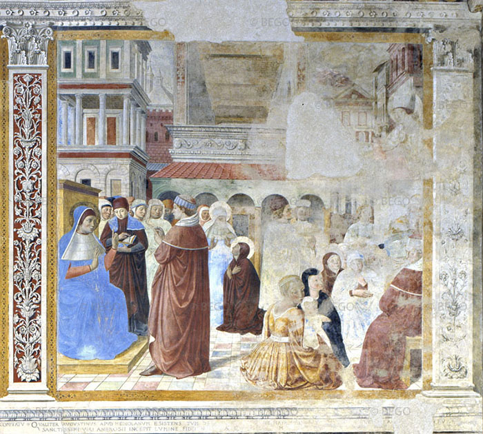Saint Augustine Hears Ambrose Preach, Church of St. Augustine, San Gimignano.