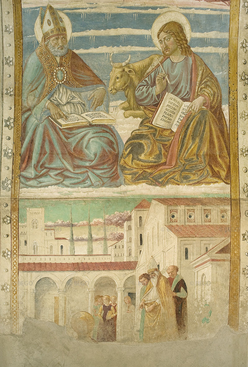 Gli Evangelisti e i Dottori della Chiesa, intradosso del tabernacolo della Visitazione, dettaglio, Museo Benozzo Gozzoli, Castelfiorentino.