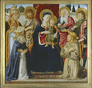 Virgin and Child Enthroned with Saints Gregory, John the Baptist, John the Evangelist, Julian, Dominic and Francis, National Gallery, Ottawa.