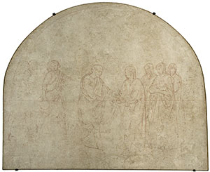 L'Incontro di Gioacchino e Anna presso la Porta Aurea (sinopia), tabernacolo della Visitazione, Museo Benozzo Gozzoli, Castelfiorentino.