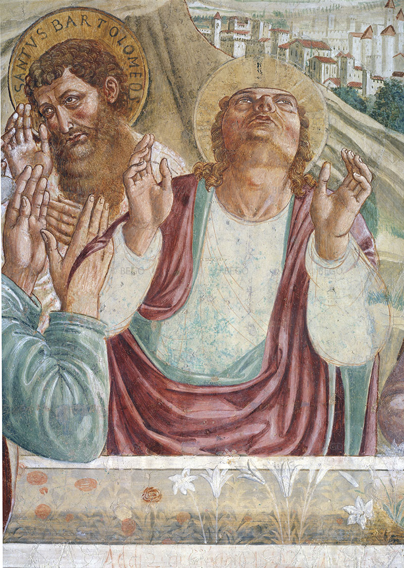 Dettaglio del tabernacolo della Madonna della Tosse con i disegni preparatori in vista.