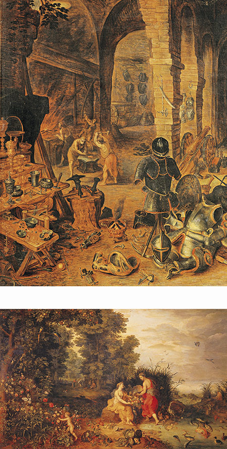 Jan Brueghel il Giovane (attr.), Allegoria della Terra e dell’Acqua; Allegoria dell’Aria e del Fuoco