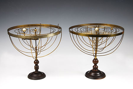 Richard Rowley (attr.), Pair of planetaria: Ptolemaic and Copernican