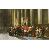 G. Tronfi, Galileo Galilei nel duomo di Pisa che osserva la lampada