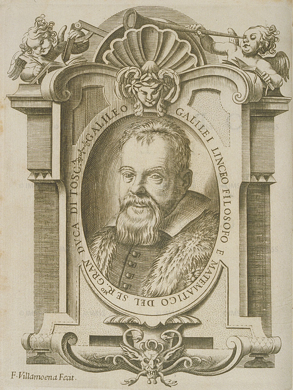 1623, Engraving, mm 205 x 150 (imprint), mm 212 x 150 (sheet), by: Galilei, Galileo, 1564-1642. Works of Galileo Galilei... in Bologna : per gli hh. of Dozza, 1656. -  antiporta vol.I, Institute and Museum of the History of Science, Florence, MED 1133