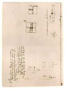 Codice Arundel, 132v. - Promemoria "El Vespucc[i]o mi vol dare il libro di gieometria", c. 1503.
