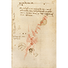 Codice Arundel, 272r. - Ricordo della morte del padre, notaio al Palazzo del Podestà ("9 di luglio 1504, mercoledì a ore 7"), calcoli, geometrie e misurazioni, 1504.