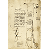 Codice Arundel, 273v. - Misure dei ponti di Firenze e annotazioni sul "muro delle Casacce", porta San Niccolò e Borgo Ognissanti, c. 1504.