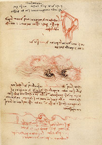 Codice Arundel, 278v. - L'occhio dei sogni e le piene dell'Arno e della Sieve: "In cinque ore vien la piena di Sieve e in sette quella d'Arno", c. 1504