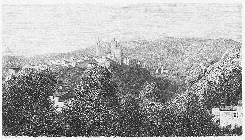 Telemaco Signorini, Veduta del castello di Vinci con la Doccia e il borgo, 1872.