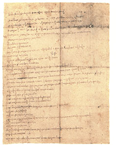 Codice Atlantico, 611a-r. - Lungo elenco di libri, persone, cose da ricordare e da fare, tra cui "Domanda a Benedetto Portinari in che modo si corre per lo diaccio in Fiandra", c. 1490.
