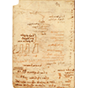 Codice di Madrid II, 1v. - Appunti sui dintorni di Pisa ("Livello d'Arno fatto il d della Maddalena [22 luglio] 1503") e note di lavoro a Piombino, c. 1503-1504.