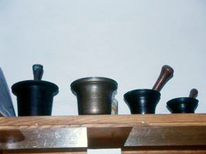 Brass mortars, Cortesini Pharmacy, Bagnone.