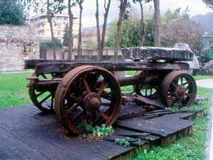 Nineteenth-century wagon for transporting blocks of marble downhill, Civic Museum of Marble, Carrara.