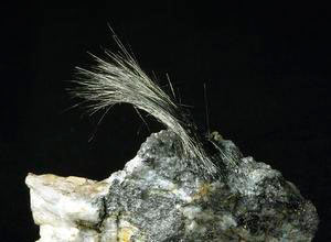 Clump of acicular crytals of presumed boulangerite, Museum of Natural History and of the Territory, Calci.
