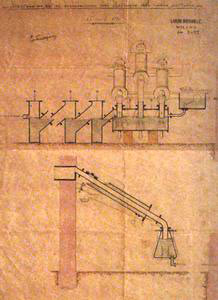Tavola che illustra un apparecchio per la distillazione del mercurio nel vuoto parziale, sec. XIX, Museo del Parco Museo Minerario, Abbadia San Salvatore.