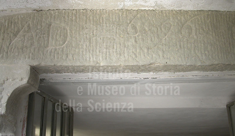 Inscription on the entrance architrave of the Grifoni Mill, 1696, Castel San Niccol.