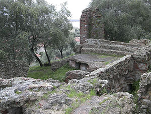 Veduta della sudatio con pavimento in cocciopesto, Villa romana di Massaciuccoli, Massarosa.