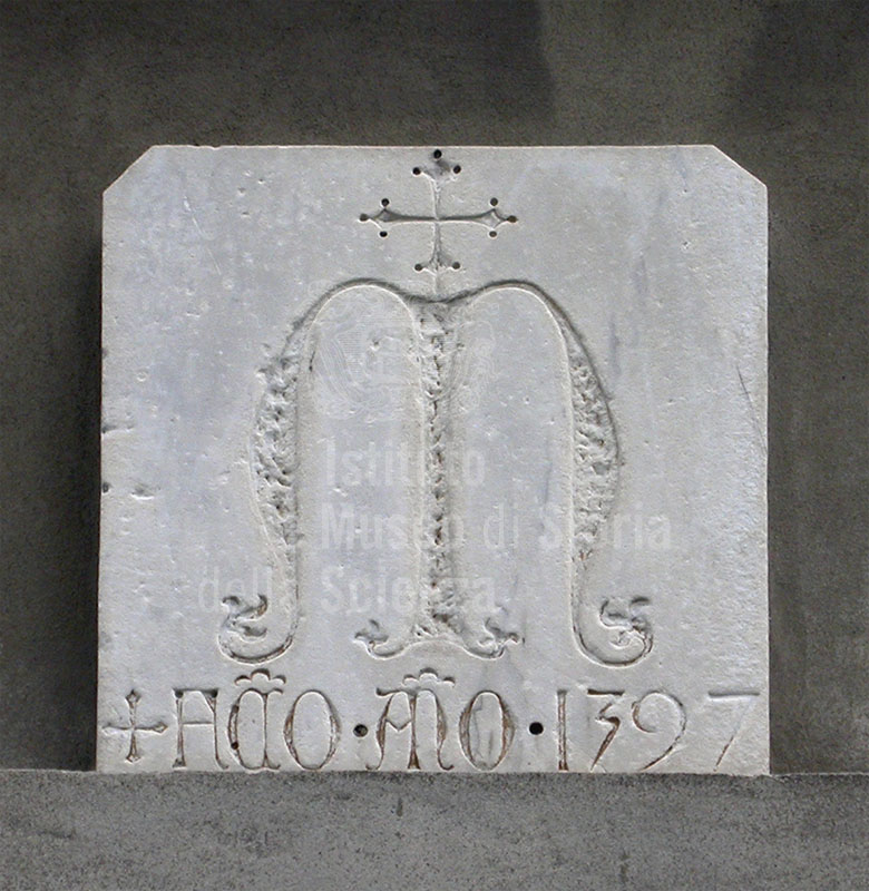Marble tablet with epigraph from the Hospital of San Luca or of the Misericordia, 1397, Lucca.