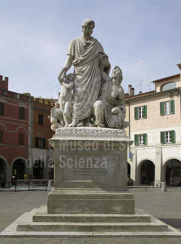 Monument sculpted by Luigi Magi and erected in 1846 in Piazza Dante at Grosseto to commemorate the land reclamation projects implemented by Leopoldo II in Maremma.
