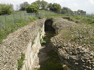 Cisterna in muratura di epoca imperiale, impermeabilizzata con uno strato di cocciopesto, sulla collina meridionale di Roselle.