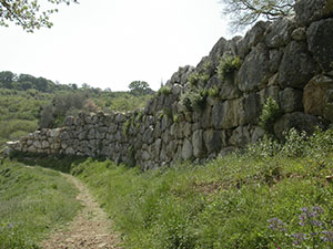 Un tratto delle mura etrusche di Roselle.