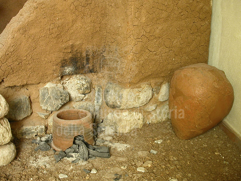 Detail of the Etruscan house reconstructed in the Museo Archeologico of Scansano.