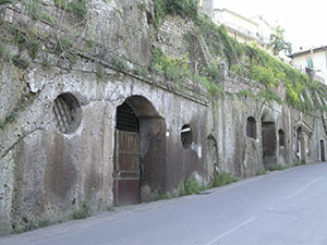 Warehouses cut out of tufa stone, Pitigliano.