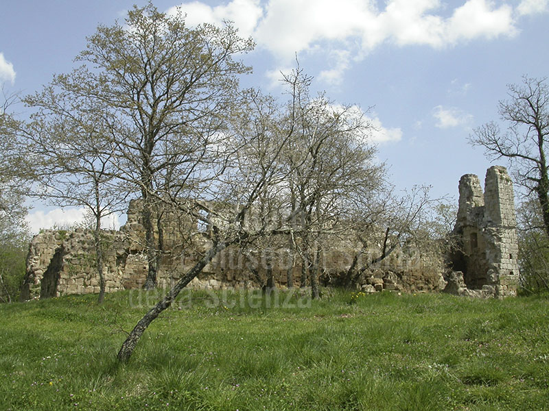Ruins of the church in the rupestrian villlage of Vitozza, Sorano.